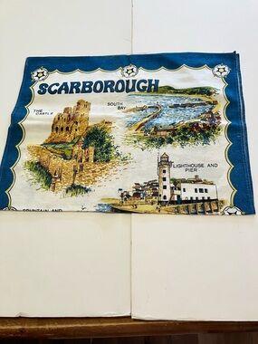 British Cotton Towel Depicting Scarborough